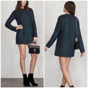 Reformation Lokie Teal Mini Long Sleeve Dress